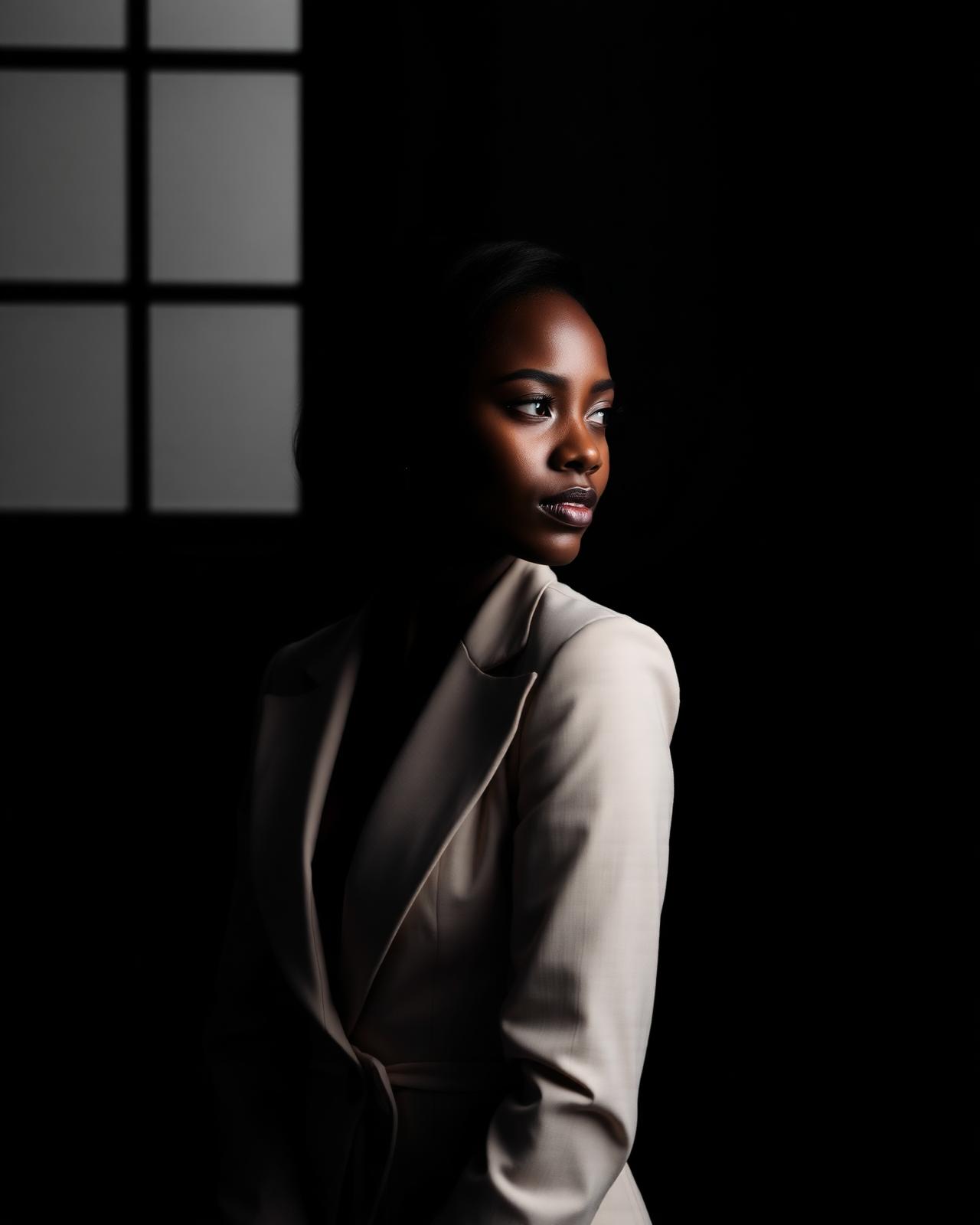 Portrait of a House of Vieve client in tailored ivory blazer
